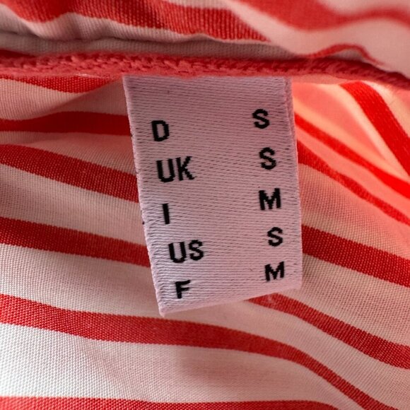 Esprit Red and White Striped High Low Cotton Blend Button Up Women's Size Small - Picture 10 of 10